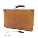 LEATHER CRAFTS ◆アタッシュケース/ミニトランク/レザー/本革/鍵付き/ブラウン 【バッグ/バック/BAG/鞄/カバン】 メンズファッション【中古...