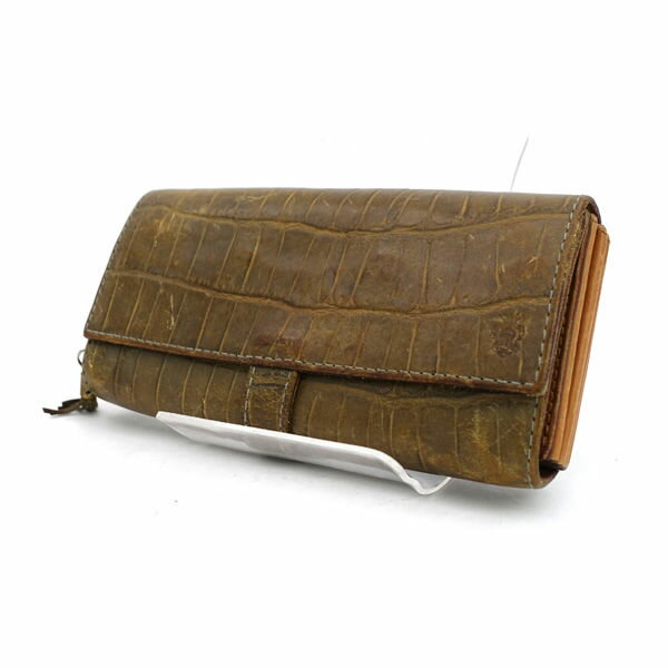 Felisi / フェリージ ■二つ折り 長財布 クロコ型押しレザー ブラウン系 3005 【財布/サイフ/ウォレット/wallet/コイン】 ブランド【中古】