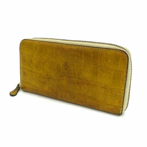 Felisi / フェリージ ■ラウンドファスナー 長財布 クロコ型押し レザー ブラウン系 125 【財布/サイフ/ウォレット/wallet/コイン】 ブランド【中古】