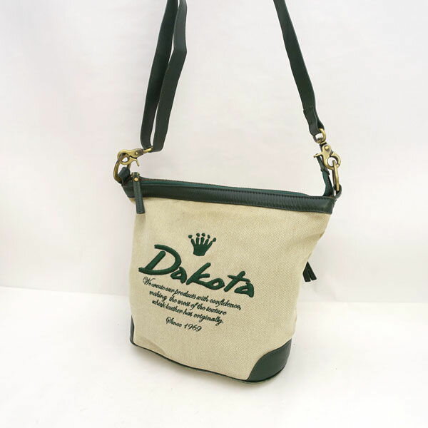 Rakuten - 【スーパーSALE】Dakota / ダコタ ■ショルダーバッグ キャンバス ベージュ グリーン 【バッグ/バック/BAG/鞄/カバン】 ブランド【中古】