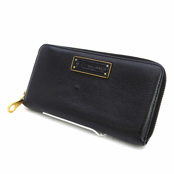 MARC JACOBS / マークジェイコブス ◆ラウンドファスナー長財布/ロゴ/レザー/ブラック M0001212 【財布/サイフ/ウォレット/wallet/コイン】 レディースファッション【中古】