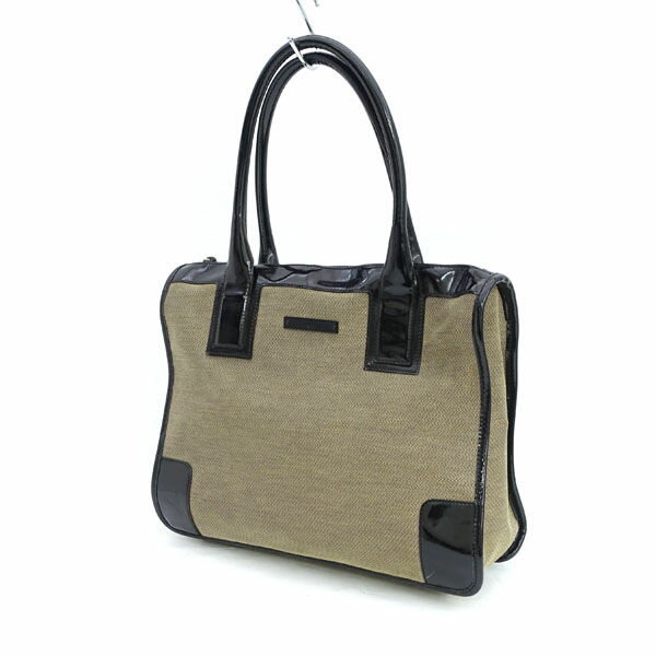 GUCCI / グッチ ■ハンドバッグ キャンバス エナメルレザー ベージュ ブラック 000-0855-002113 【バッグ/バック/BAG/鞄/カバン】 ブランド【中古】