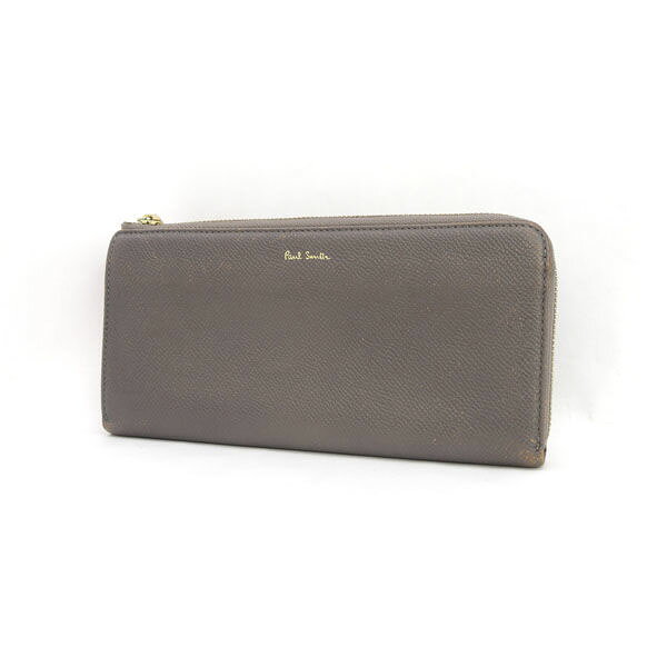 Paul Smith / ポールスミス ■L字ファスナー長財布 レザー グレー 【財布/サイフ/ウォレット/wallet/コイン】 ブランド【中古】
