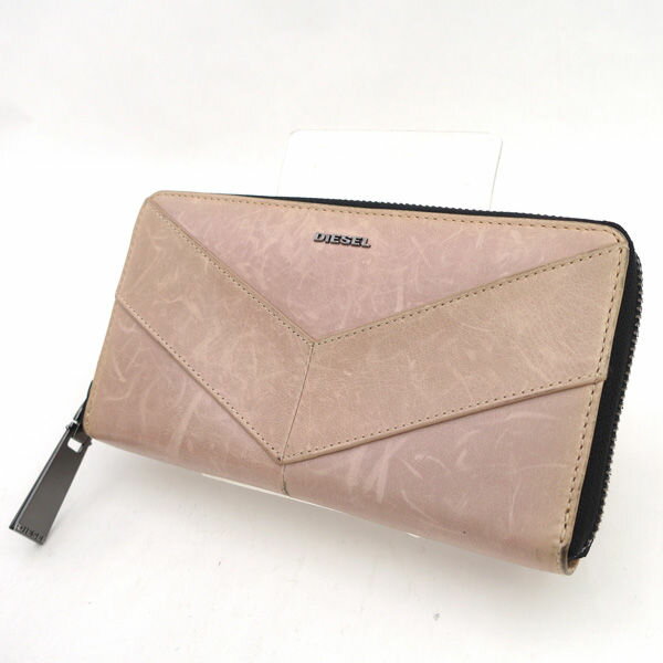 【価格見直し】【2026/02/09】DIESEL / ディーゼル ■長財布 レザー ライトピンク ラウンドファスナー ケース付き T4307 【財布/サイフ/ウォレット/wallet/コイン】 ブランド【中古】