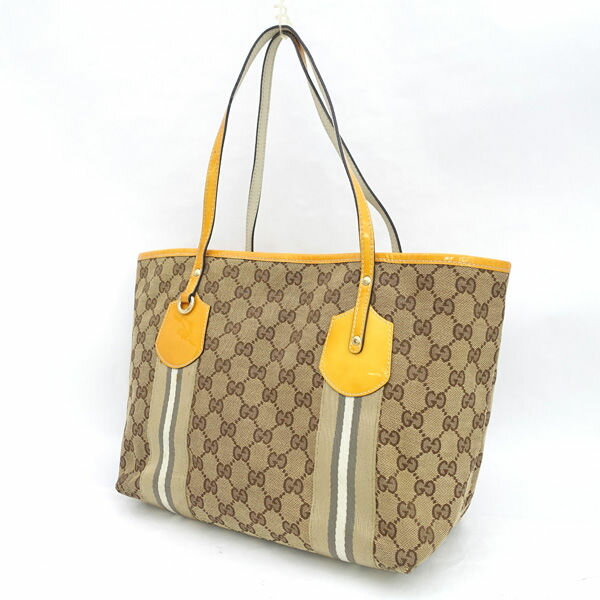 GUCCI / グッチ ■GGキャンバス セミショルダー トートバッグ ライトブラウン 520981 【バッグ/バック/BAG/鞄/カバン】 ブランド【中古】