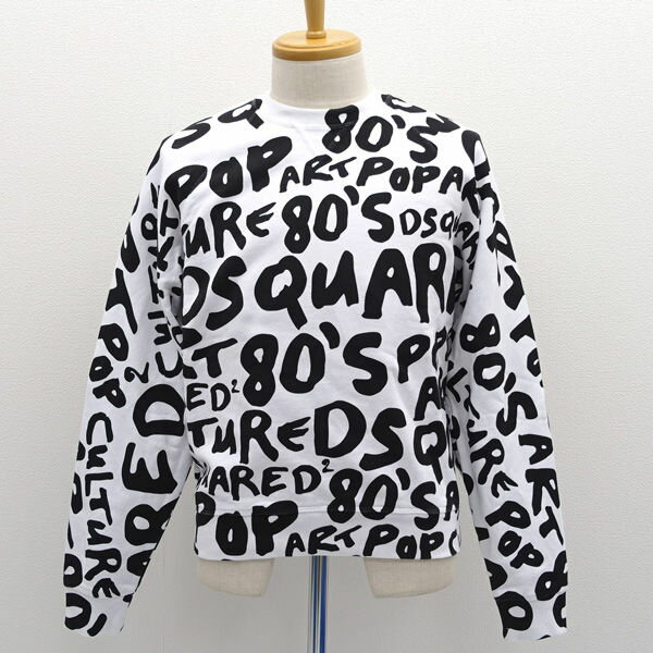 【スーパーSALE】DSQUARED2 ◆D2 POP 80S スウェットシャツ/ホワイト×ブラック/サイズXS S74GU0774 S25551 【メンズ/MEN/男性/ボーイズ/..
