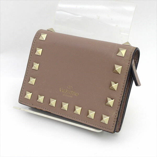 樂天商城 - VALENTINO / バレンチノ ◆ロックスタッズ レザー 二つ折り財布 コンパクトウォレット PW2P0P39BOL 【財布/サイフ/ウォレット/wallet/コイン】 ブランド【中古】