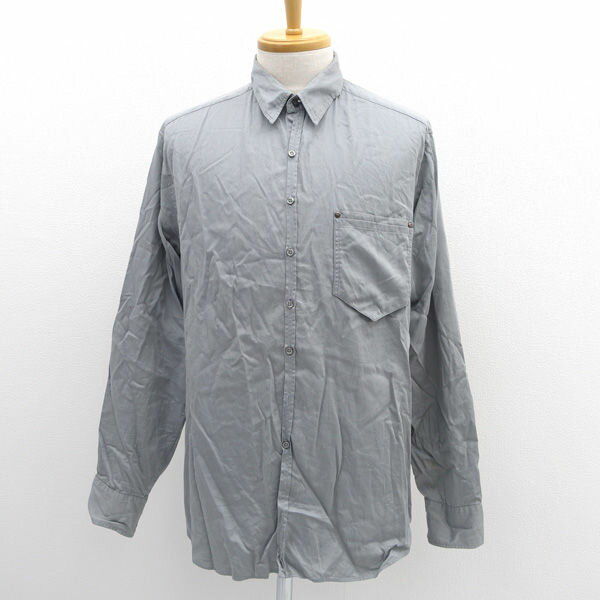乐天商城 - 【スーパーSALE】EMPORIO ARMANI / エンポリオアルマーニ ◆長袖シャツ/無地/胸ポケット/グレー/サイズL C.I.T.spa 【メンズ/MEN/男性/ボーイズ/紳士】 メンズファッション【中古】