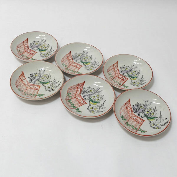 Rakuten - 【スーパーSALE】九谷焼 蔵出しアンティーク ◆【和食器】九谷焼/蔵出しアンティーク花鳥絵小皿揃(6枚組) 雑貨 アンティーク コレクション ギフト【中古】
