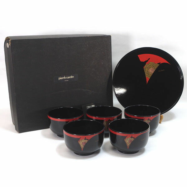Rakuten - 【価格見直し】【2026/05/11】山中塗xピエール・カルダン ◆【漆器】ピエール・カルダン/盆付汁椀揃(盆・椀5) 汁椀 ギフト【未使用】