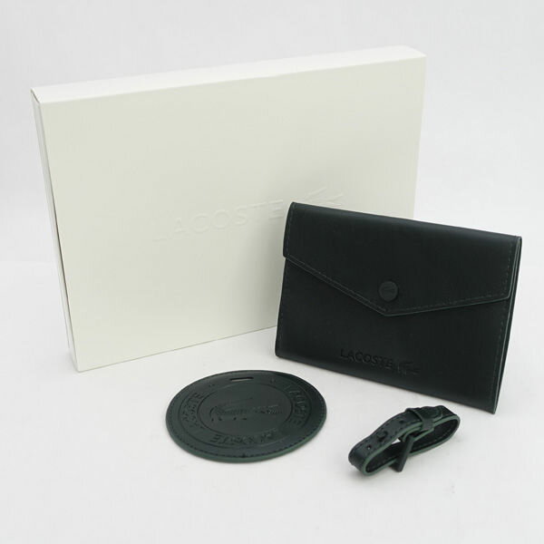 LACOSTE / ラコステ ◆トラベルセット/パスポートケース ネームタグ/レザー/グリーン メンズファッション【中古】
