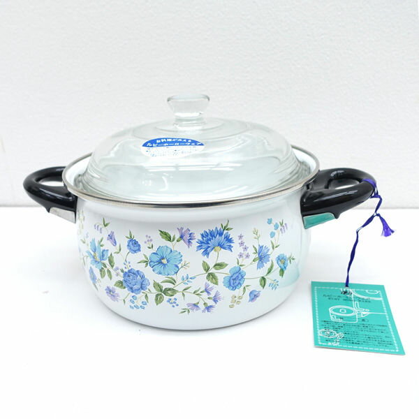 ルビーホーローウェアー ◆【キッチン】ルビーホーローウェアー 両手鍋20cm カラス蓋付き 生活雑貨【中古】