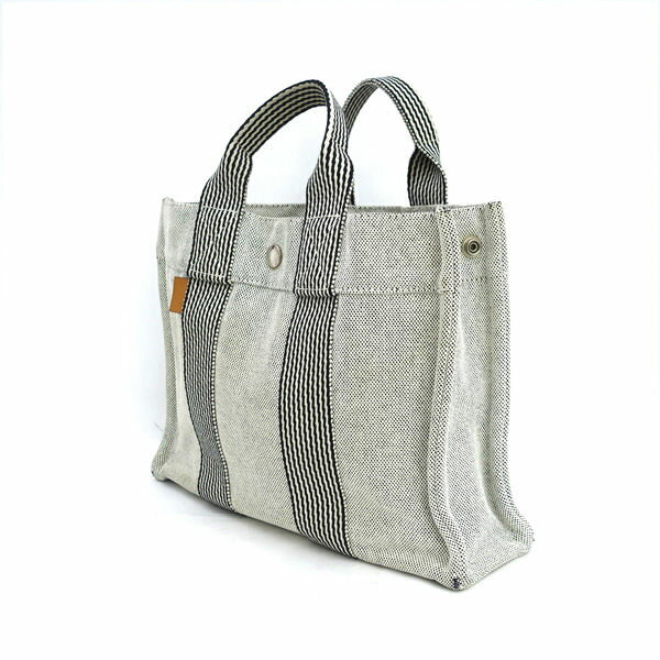 HERMES エルメス フールトゥPM トートバッグ ベージュ系 ストライプ