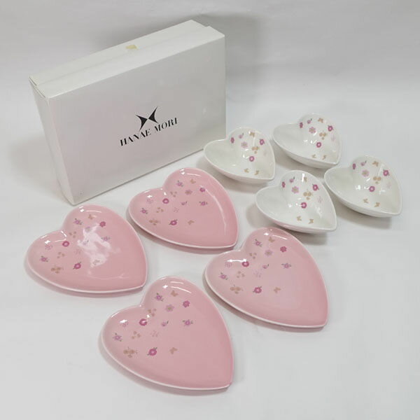 Rakuten - HANAE MORI / ハナエモリ ◆【洋食器】森英恵/ハート型デザートセット(大小各4) MA4301-5 デザートセット ハート型 森英恵 ギフト【未使用】