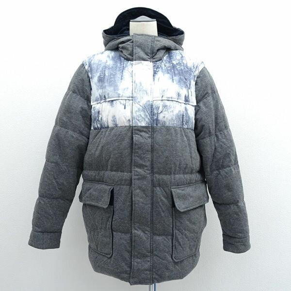 YOSOOU / 粧う ◆ダウンジャケット/フード付き/総柄×グレー/サイズ6 YO321030 【レディース/ガールズ/LADY/女性/婦人】 レディースファッション【中古】