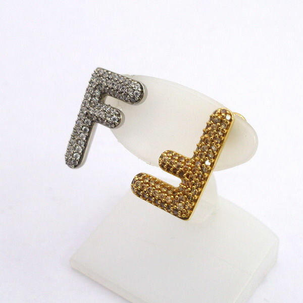 Rakuten - FENDI / フェンディ ◆FFロゴ ピアス ゴールド シルバー ラインストーン コンビカラー 【イヤリング/ピアス/アクセサリー】 ブランド【中古】