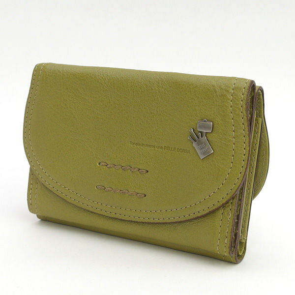 乐天商城 - PELLE BORSA / ペレボルサ ◆三つ折り財布/3つ折り/レザー/カーキ 【財布/サイフ/ウォレット/wallet/コイン】 レディースファッション【中古】