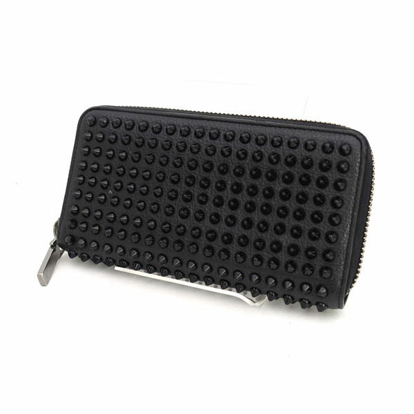 B, F, H, J, P, W - Christian Louboutin / クリスチャンルブタン ◆パネトーネ ラウンドファスナー長財布 スタッズ ブラック 【財布/サイフ/ウォレット/wallet/コイン】 ブランド【中古】