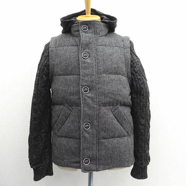 MENS BIGI / メンズビギ ◆ダウンジャケット/ニット切替/フード/グレー/サイズ3 M0123FJM09 【メンズ/MEN/男性/ボーイズ/紳士】 メンズファッション【中古】(4.0)