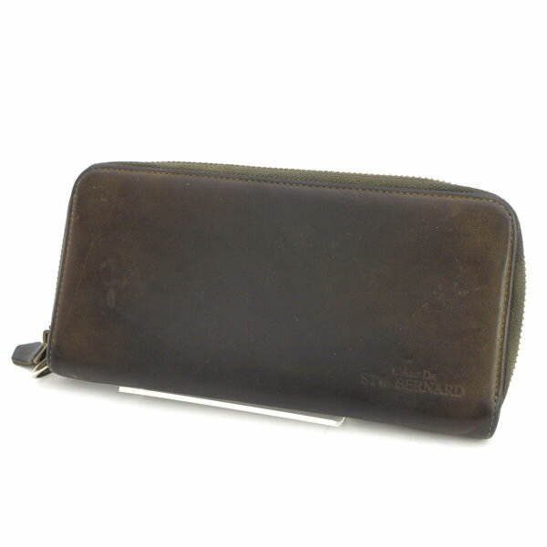 樂天商城 - LARC DE ST BERNARD ◆ラウンドファスナー長財布/レザー/ブラウン 【財布/サイフ/ウォレット/wallet/コイン】 メンズファッション【中古】