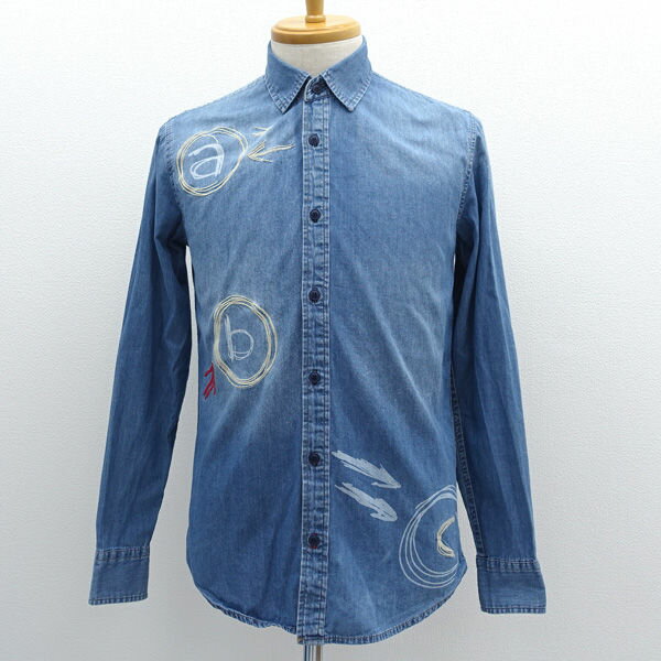 Desigual / デシグアル ◆デニムシャツ/長袖/刺繍/インディゴ/サイズS 37C1267 【メンズ/MEN/男性/ボーイズ/紳士】 メンズファッション..