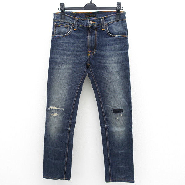 乐天商城 - Nudie Jeans / ヌーディージーンズ ◆デニムパンツ/スリム/ストレッチ/リペア加工/インディゴ/サイズW29 1004836 【メンズ/MEN/男性/ボーイズ/紳士】 メンズファッション【中古】