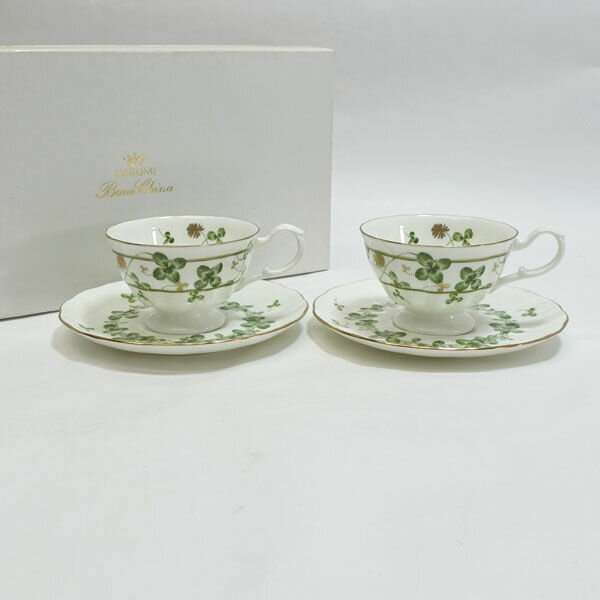 Narumi / ナルミ ◆【洋食器】ナルミ/クローバー ペア カップ&ソーサー カップ&ソーサー ペア ナルミ ギフト【未使用】