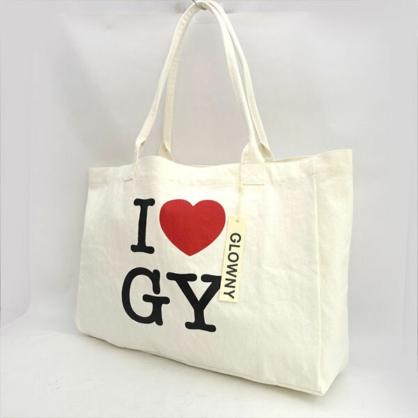 Rakuten - 【スーパーSALE】GLOWNY / グロウニー ◆トートバッグ/キャンバス/I LOVE GY/ホワイト/タグ付き 【バッグ/バック/BAG/鞄/カバン】 レディースファッション【未使用】