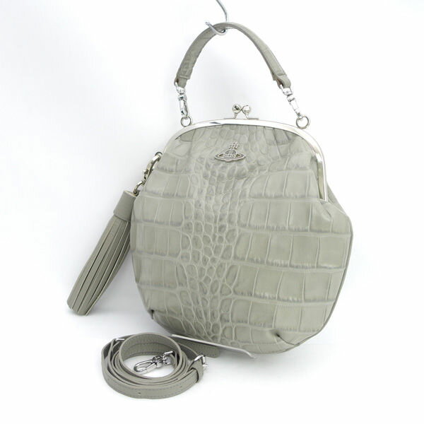 ヴィヴィアンウエストウッド　クロコ型押し　2way 筒形　円形　バッグ ヴィヴィアンウエストウッド クロコ型押し 2way 筒形 形 バッグ