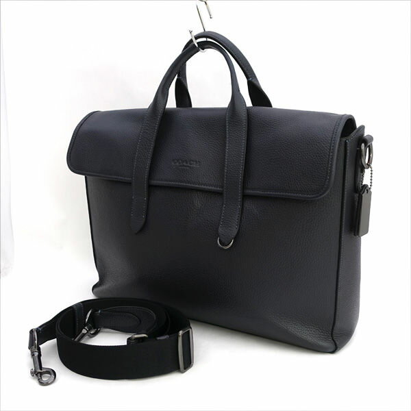 COACH - COACH / コーチ ◆サリバン ポートフォリオ 2WAY ブリーフケース レザー ネイビー C9875 【バッグ/バック/BAG/鞄/カバン】 ブランド【中古】