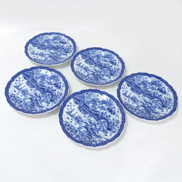 Rakuten - 美濃焼 5代目大吉窯 ◆【和食器】美濃焼/大吉窯 染山水 和皿揃(5枚組) すまい 雑貨 美濃焼 ギフト【中古】