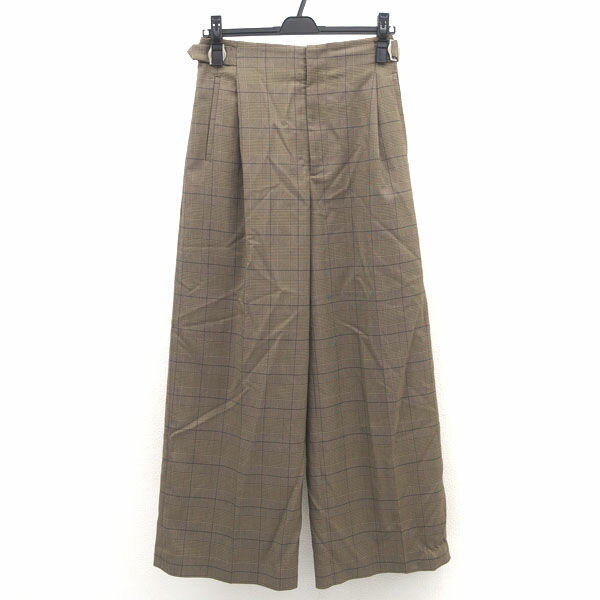 【スーパーSALE】BEAUTY&YOUTH(UNITED ARROWS) / ビューティーアンドユース ◆チェック タックワイドパンツ/ブラウン/サイズS 1614-199-6438 【レディース/ガールズ/LADY/女性/婦人】 レディースファッション【中古】