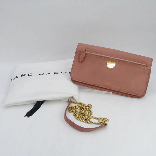 MARC JACOBS / マークジェイコブス ◆2WAYチェーンウォレット/ポーチ/財布/レザー/ピンク 【バッグ/バック/BAG/鞄/カバン】 レディースファッション【中古】