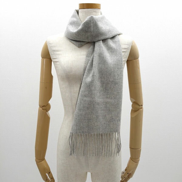 CHLOE / クロエ ◆FOULARDS マフラー グレー 【レディース/ガールズ/LADY/女性/婦人】 ブランド【中古】
