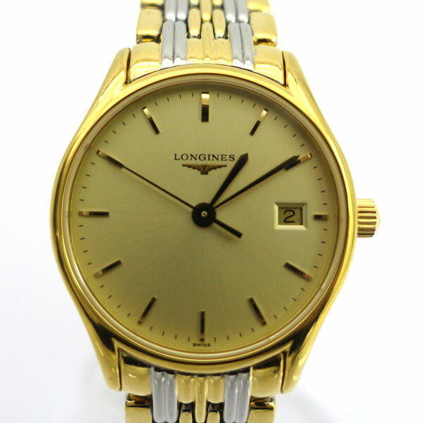 LONGINES / ロンジン ◆Lyre リール コンビカラー デイト シャンパン文字盤 レディース 腕時計 L4.259.2 【レディース/ガールズ/LADY/女性】【腕時計/うでとけい/ウォッチ/Watch】【クォーツ】 ブランド【中古】