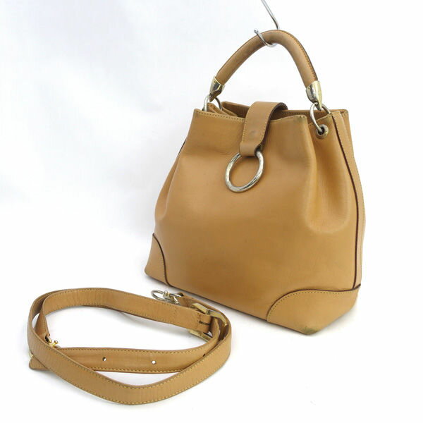 樂天商城 - 【スーパーSALE】PELLE BORSA / ペレボルサ ◆2WAYハンドバッグ/ショルダーバッグ/レザー/ベージュ 【バッグ/バック/BAG/鞄/カバン】 レディースファッション【中古】
