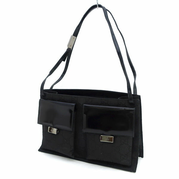 GUCCI / グッチ ■GG セミショルダーバッグ キャンバス ブラック 【バッグ/バック/BAG/鞄/カバン】 ブランド【中古】