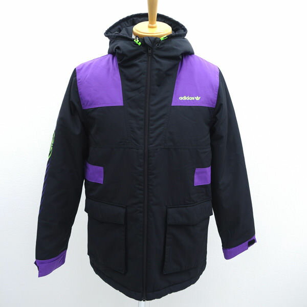 乐天商城 - adidas / アディダス ◆グラフィックパデッドジャケット/中綿/ブラック×パープル/サイズL GJ6721 【メンズ/MEN/男性/ボーイズ/紳士】 メンズファッション【中古】