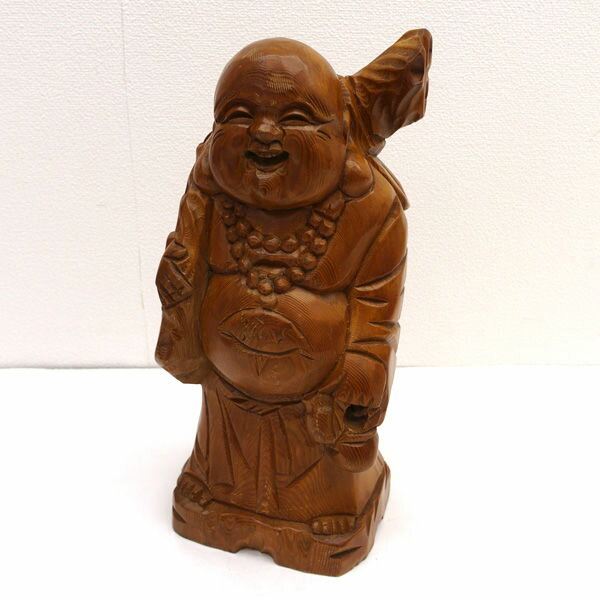 Rakuten - 【スーパーSALE】◆【雑貨】木製 木彫り 布袋さん置物 生活雑貨【中古】