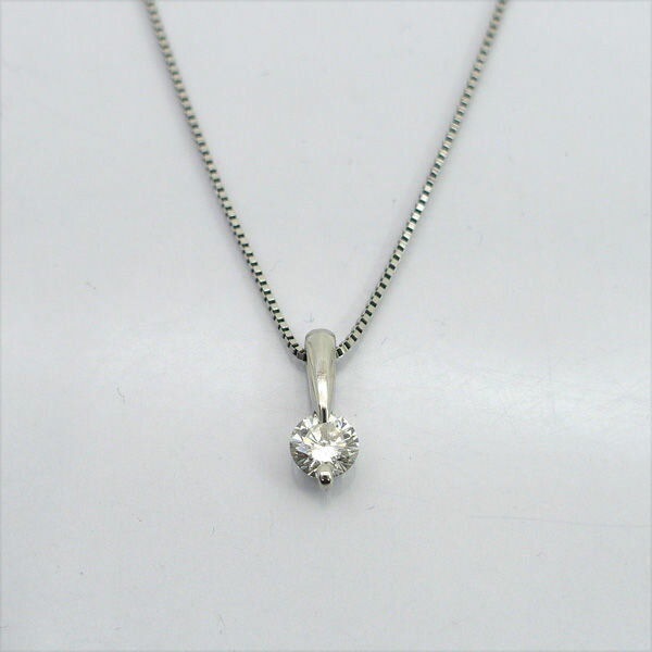 Rakuten - ◆Pt900/850 1P ダイヤ ネックレス 0.60ct 一粒 アジャスター付き 【ネックレス/ペンダント/トップ/アクセサリー】 ブランド【中古】
