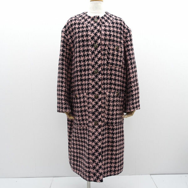 GUCCI / グッチ ◆Houndstooth Patterned Coat ウール ツイード ピンク/ブラック ZAHMO レディース サイズ：42 664249 【レディース/ガールズ/LADY/女性/婦人】 ブランド【中古】