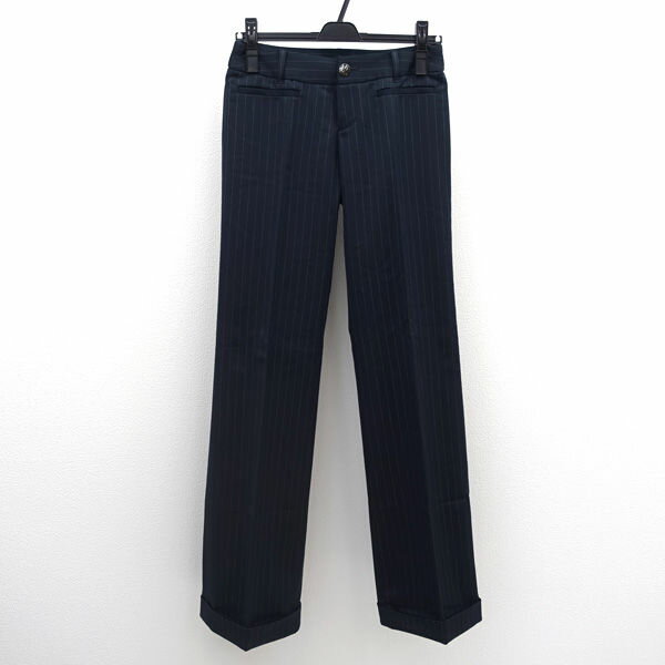 Rakuten - 【スーパーSALE】BLACK by moussy / ブラックバイマウジー ◆スラックス/ストライプ/ネイビー/タグ付き 05781-8009 【レディース/ガールズ/LADY/女性/婦人】 レディースファッション【中古】