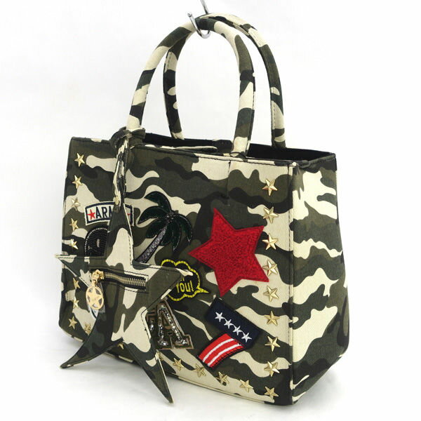 TRE☆STAR / トレスター ◆ハンドバッグ/ワッペン/カモフラ柄/カーキ/タグ付き 【バッグ/バック/BAG/鞄/カバン】 メンズファッション【中古】 【代引不可】【同梱不可】