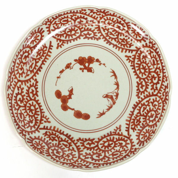 有田焼 龍峰窯 ◆【和食器】有田焼/龍峰 染付赤絵蛸唐草松竹梅 尺大皿 すまい 雑貨 有田焼 ギフト【中古】