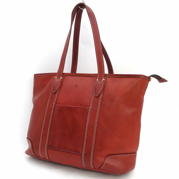 樂天商城 - 豊岡鞄 嘉玄 / KAGEN ◆トートバッグ/レザー/本革/ファスナー/レッド 【バッグ/バック/BAG/鞄/カバン】 レディースファッション【中古】 【代引不可】【同梱不可】