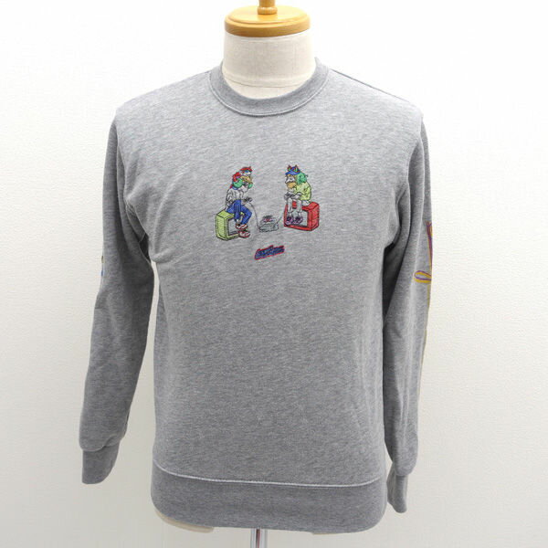 LEFT ALONE / レフトアローン ◆スウェットシャツ/刺繍/グレー/サイズS 【メンズ/MEN/男性/ボーイズ/紳士】 メンズファッション【中古】