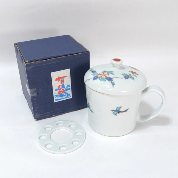 Rakuten - 有田焼 雅峯窯 ◆【インテリア】有田焼/花鳥 陶器の入歯洗浄収納器 ギフト【未使用】
