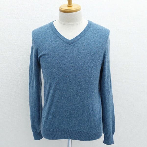 乐天商城 - 高島屋 ◆Vネックニット/カシミヤ/ブルー/サイズS C-05601 【メンズ/MEN/男性/ボーイズ/紳士】 メンズファッション【中古】