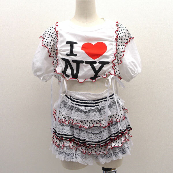 Chinatsu Aoyama ◆セットアップ/リメイク/Tシャツ＆ショートパンツ/ホワイト/フリーサイズ 【レディース/ガールズ/LADY/女性/婦人】 レディースファッション【中古】