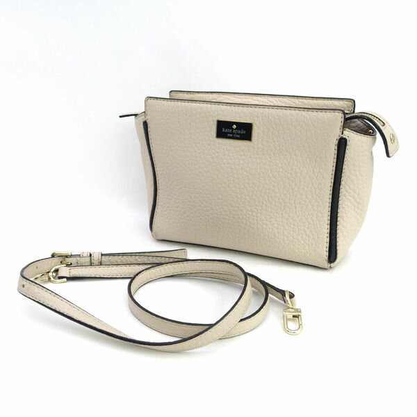 KATE SPADE - Kate Spade / ケイトスペード ◆ショルダーバッグ/ロゴプレート/レザー/ベージュ 0102760 【バッグ/バック/BAG/鞄/カバン】 レディースファッション【中古】